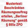 Mustertext: Räumungsauftrag Berliner Modell § 885a ZPO